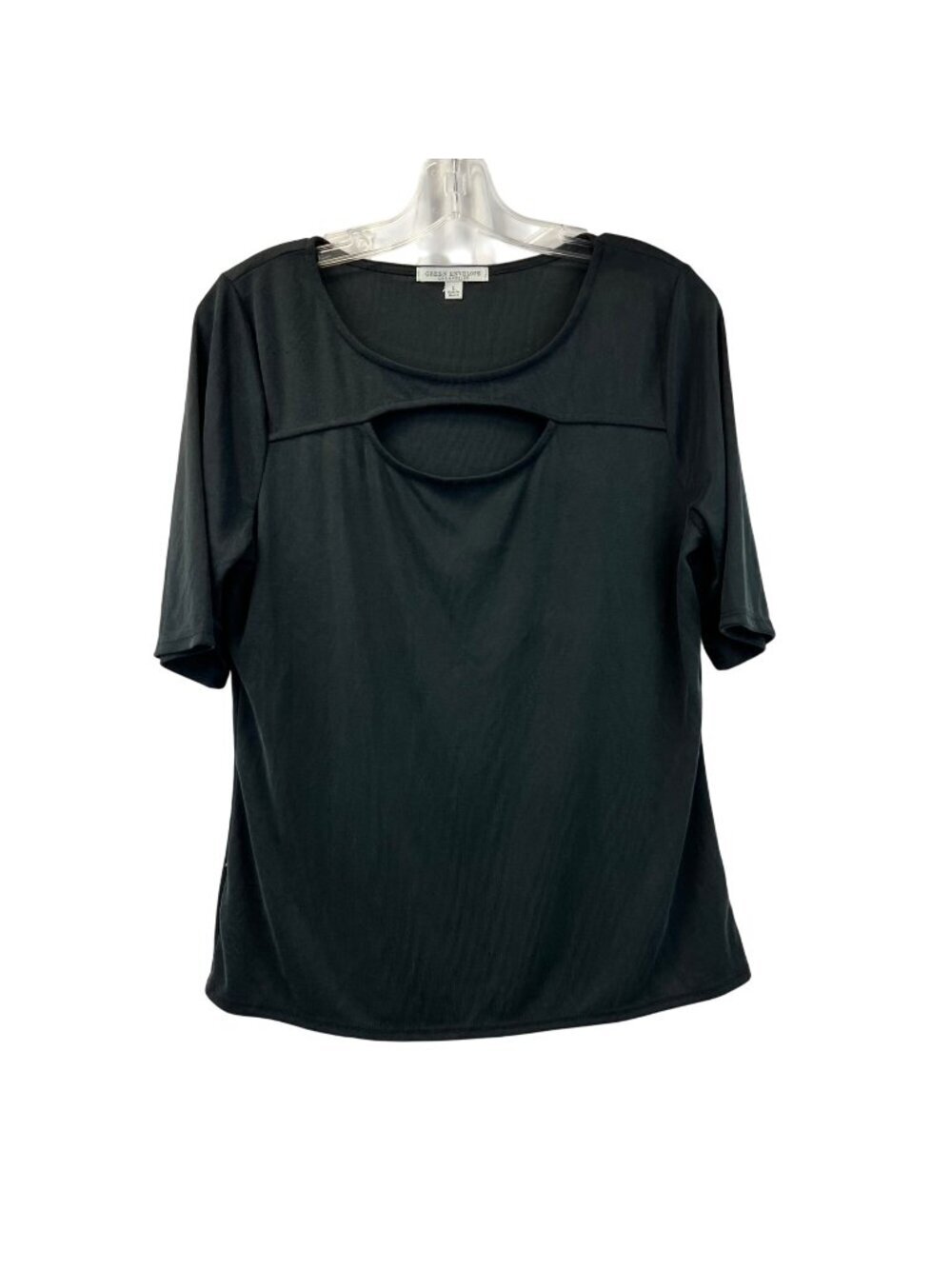 Green Envelope Womens Cut Out Top Short Sleeve Charcoal Size Large
